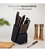 Dymund Messerblock - für 13 Messer, 1 Wetzstahl und 1 Küchenschere - Langlebig - Universal - Schwarz