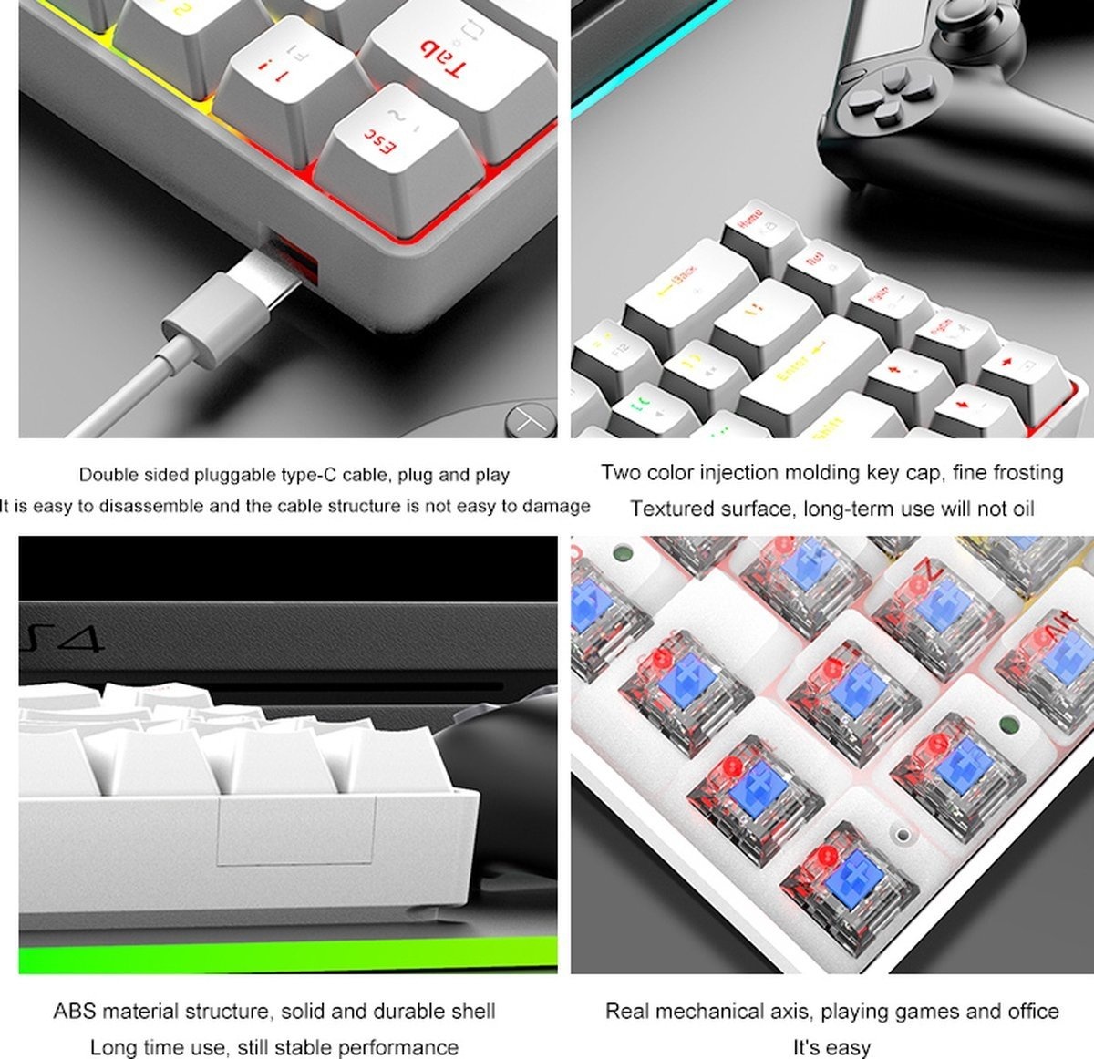 8720618356055 - LANG T8 RGB Mechanische 68Tasten Gaming-Tastatur - Windows Mac Spiele-Tastatur - Blauer Schalter - Mechanische Tastatur - Pink 8720618356055 - LANG T8 RGB Mechanische 68Tasten Gaming-Tastatur - Windows Mac Spiele-Tastatur - Blauer Schalter - Mechanische Tastatur - Pink