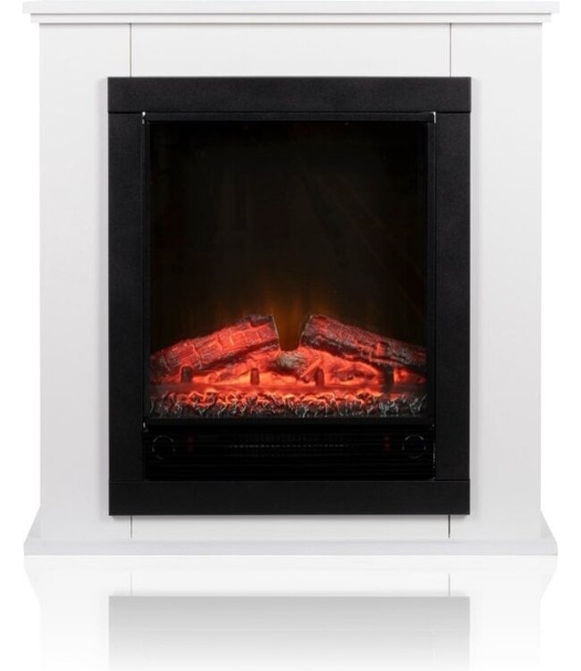 Classic Fire Elektrische Sfeerhaard Lugano - Kachel 1800W - Haard met Schouw - LED Vlammen - Zwart