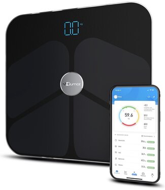 Qumax Qumax Smart Scale mit Körperanalyse - Personenwaage Dutch App - Digitale Waage mit 11 Messfunktionen - Rutschfest - Schwarz