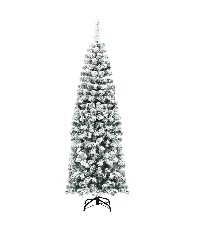 Coast 180 cm Bleistift Weihnachtsbaum mit Schnee künstliche Fichte mit Metallständer grün + weiß