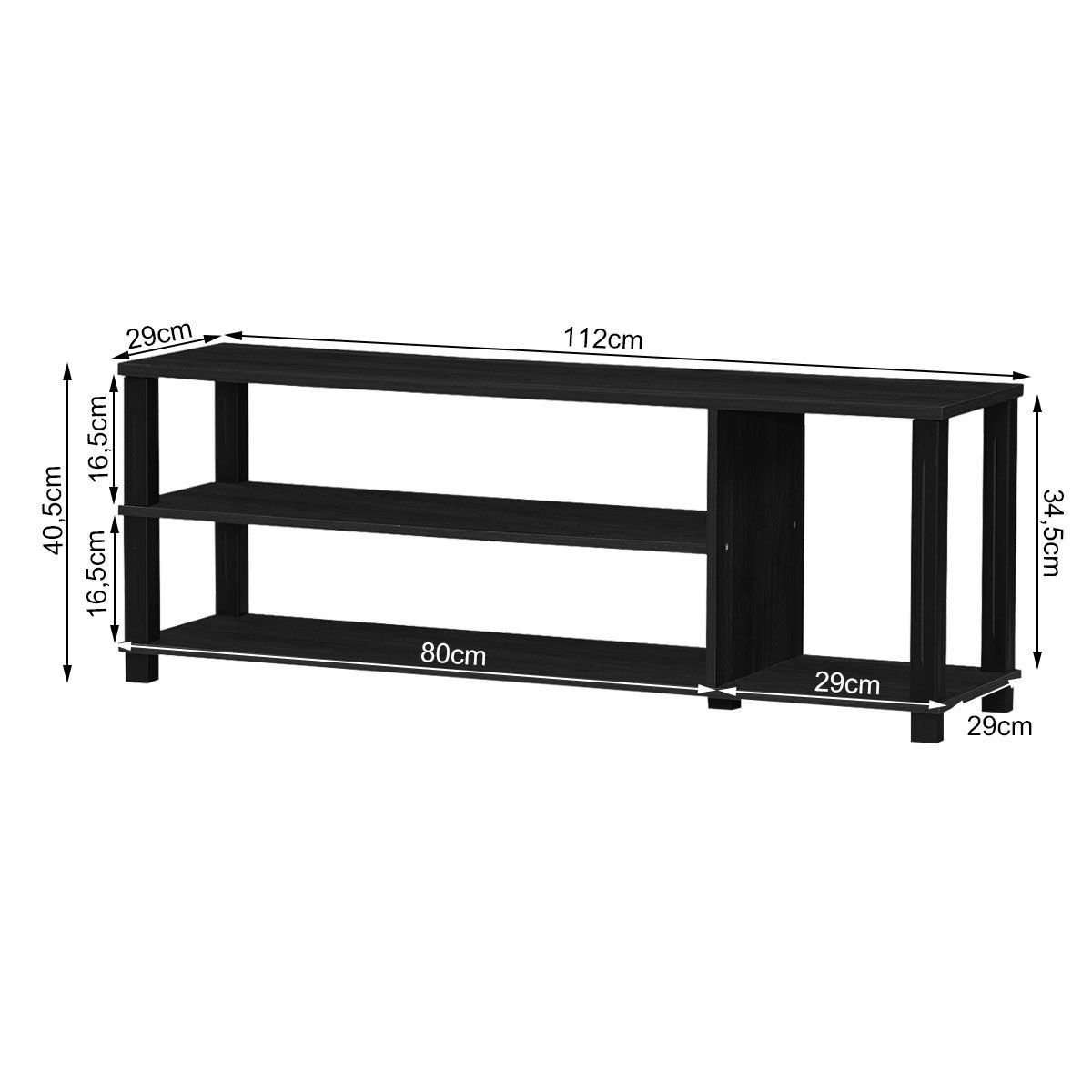 0794094544419 - TV-Schrank Modern - Offenes Modell - 110 x 30 x 41 cm - Schwarz 0794094544419 - TV-Schrank Modern - Offenes Modell - 110 x 30 x 41 cm - Schwarz