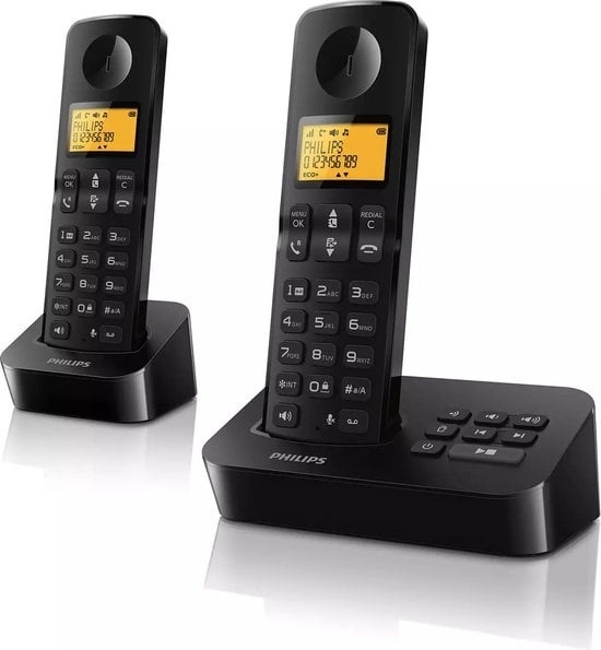 Zoll Dual günstig Kaufen-Philips Cordless Phone D2652B/01 Dual - Haustelefon mit Anrufbeantworter - 1'6-Zoll-Display - Telefonbuch - Rufnummernerkennung - Kurzwahlnummern - Schwarz. Philips Cordless Phone D2652B/01 Dual - Haustelefon mit Anrufbeantworter - 1'6-Zoll-Display - Tele
