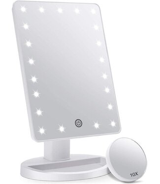 Strex Strex Make-up-Spiegel mit LED-Beleuchtung - Weiß - 3 Beleuchtungsmodi - 1/10-fache Vergrößerung - 360Â° verstellbar