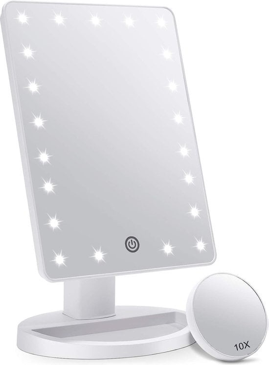 MAKE günstig Kaufen-Strex Make-up-Spiegel mit LED-Beleuchtung - Weiß - 3 Beleuchtungsmodi - 1/10-fache Vergrößerung - 360Â° verstellbar. Strex Make-up-Spiegel mit LED-Beleuchtung - Weiß - 3 Beleuchtungsmodi - 1/10-fache Vergrößerung - 