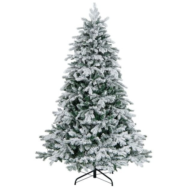 18 LED günstig Kaufen-180 cm großer künstlicher Weihnachtsbaum Beflockter Weihnachtsbaum mit 1415 Zweigspitzen 260 warmweiße LED-Lichter Beleuchteter Weihnachtsbaum Weiß + Grün. 180 cm großer künstlicher Weihnachtsbaum Beflockter Weihnachtsba