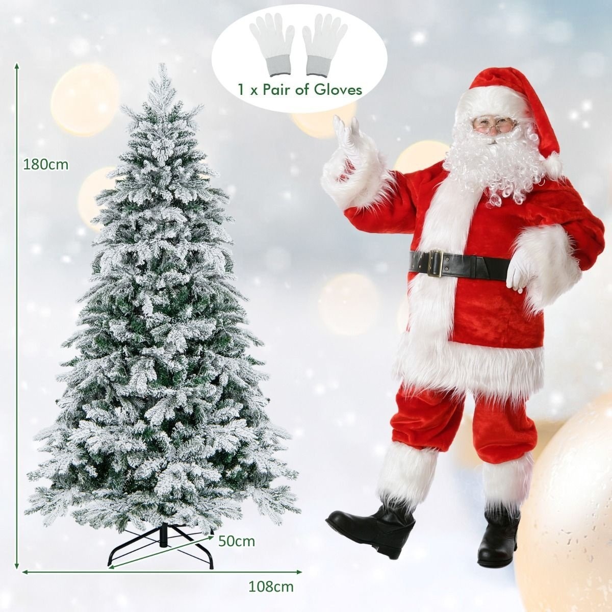 0783501426233 - 180 cm großer künstlicher Weihnachtsbaum Beflockter Weihnachtsbaum mit 1415 Zweigspitzen 260 warmweiße LED-Lichter Beleuchteter Weihnachtsbaum Weiß + Grün 0783501426233 - 180 cm großer künstlicher Weihnachtsbaum Beflockter Weihnachtsbaum mit 1415 Zweigspitzen 260 warmweiße LED-Lichter Beleuchteter Weihnachtsbaum Weiß + Grün