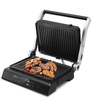 Coast Kontaktgrill Sandwichmaker bis 230 °C Tischgrill 5 Modi Elektrogrill mit LED-Anzeige 4-Stunden-Timer Antihaftbeschichtung Multigrill Partygrill