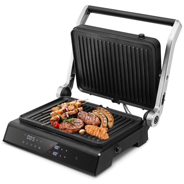 TB 30 günstig Kaufen-Kontaktgrill Sandwichmaker bis 230 °C Tischgrill 5 Modi Elektrogrill mit LED-Anzeige 4-Stunden-Timer Antihaftbeschichtung Multigrill Partygrill. Kontaktgrill Sandwichmaker bis 230 °C Tischgrill 5 Modi Elektrogrill mit LED-Anzeige 4-Stunden-Timer