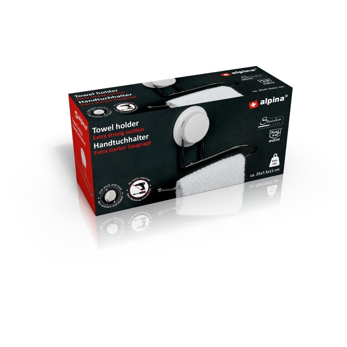 8711252901503 - Handtuchhalter - Befestigung ohne Bohren - max 5 kg - Edelstahl 8711252901503 - Handtuchhalter - Befestigung ohne Bohren - max 5 kg - Edelstahl