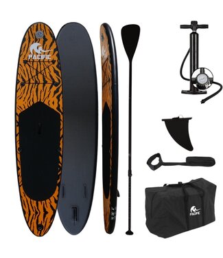 Pacific Pacific Special Edition Sup Board - Tigerdruck - KOSTENLOSE wasserdichte Handytasche - Extra stabil - 305 cm - 7 Teile - bis zu 100 kg - aufblasbar