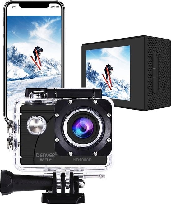 Actioncam günstig Kaufen-Denver Action-Kamera wasserdicht - 12MP - Full HD - Wifi und App - Gopro - ACT5051W. Denver Action-Kamera wasserdicht - 12MP - Full HD - Wifi und App - Gopro - ACT5051W <![CDATA[Diese Actioncam verfügt über eine FULL HD-Kamera, ist mit Wi-Fi verbunden u