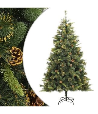 vidaXL vidaXL-Künstlicher Weihnachtsbaum-mit-Scharnieren-und-Tannenzapfen-210-cm