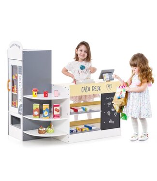 Coast Coast Children's Shop - mit Registrierkasse, Kreidetafel und Verkaufsautomat - 89 cm x 57 cm x 88 cm - Weiß