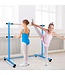 Doppel-Ballettstange - 120 cm - Freistehende Tanz-Ballettstange mit 2 massiven Buchenbalken - Anti-Rutsch-Fußpads - Blau