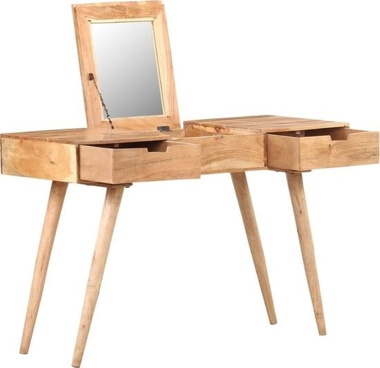 Aufkleber,Spiegel günstig Kaufen-vidaXL Frisiertisch-mit-Spiegel-112x45x76-cm-massiv-Akazienholz. vidaXL Frisiertisch-mit-Spiegel-112x45x76-cm-massiv-Akazienholz <![CDATA[Dieser Schminktisch aus Holz mit Schminkspiegel ist ein echtes Prunkstück in Ihrem Schlafzimmer. Dieser Tisch ist au