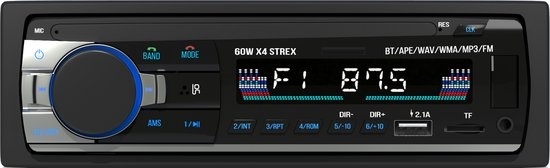 Strex Autoradio mit Bluetooth für alle Fahrzeuge - USB, AUX und Freisprecheinrichtung - Fernbedienung - Ein-DIN-Autoradi