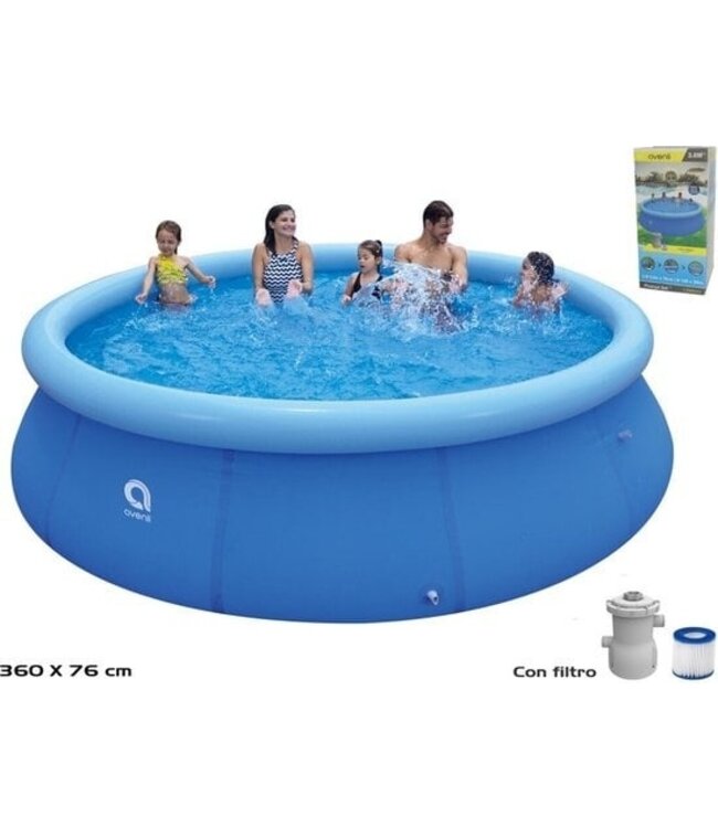 Avenli - Aufblasbares Schwimmbad - Aufstellpool - Rundes Schwimmbad - 360 cm mit Filterpumpe - Blau