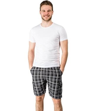 Generic Herren Shorts mit Cargotasche navy blau kariert Größe M