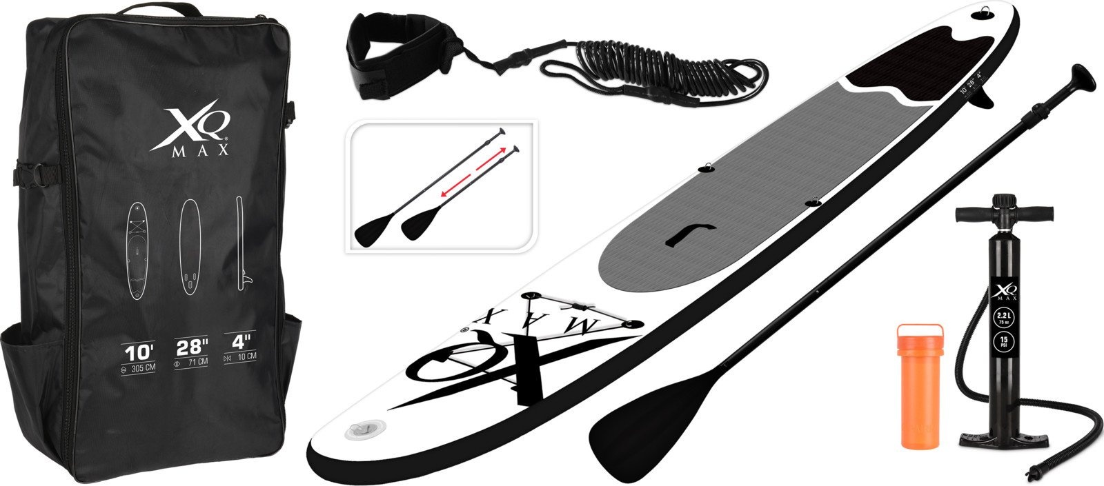 mit 30 günstig Kaufen-XQ Max SUP Board 6-teiliges Set - 305cm - Grau/ Weiß. XQ Max SUP Board 6-teiliges Set - 305cm - Grau/ Weiß <![CDATA[Das XQ Max SUP-Board-Set ist die Lösung für alle, die gerne surfen, aber keine Lust haben, ein mega-großes Hardboard mit sich 