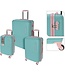 PROWorld Kofferset 3-teilig INCL Ziffernschloss - Mintblau, rosa