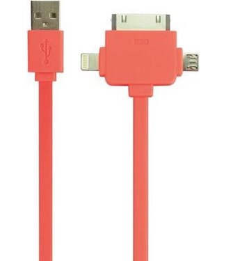 Velleman 3-In-1 Usb 2.0 Lade-/Sync-Kabel - Stecker/Stecker - Fluoreszierendes Orange - 1 M