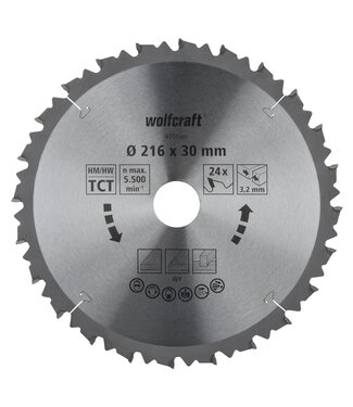 Wolfcraft Wolfcraft HM-Sägeblatt 216 x 30 x 3,2 mm