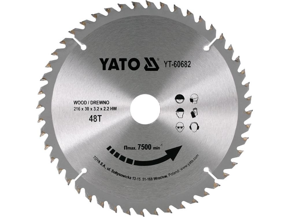 YATO Kreissägeblatt Ø216 mm - 48T - Innendurchmesser - 30 mm