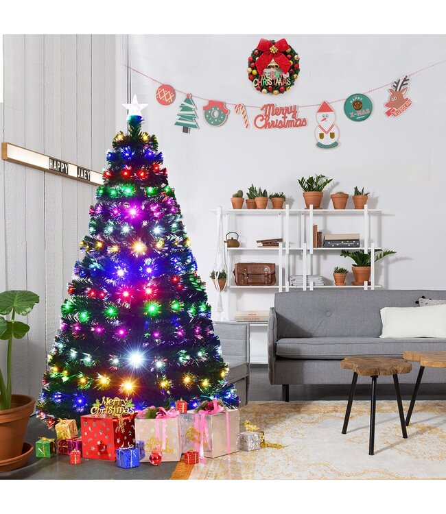 Coast Weihnachtsbaum LED 150/180/210 cm künstliche Fichte mit Glasfaser Farbwechsler grün-180 cm