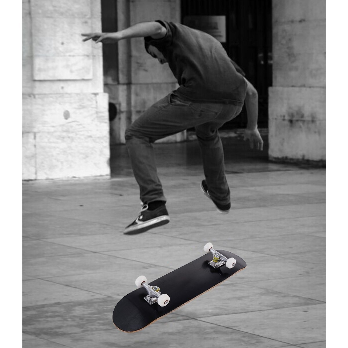 6952938374880 - Skateboard Minicruiser Komplettboard Longboard Funboard Holzboard Ahornholz 79 x 20 cm Schwarz - Costway 6952938374880 - Skateboard Minicruiser Komplettboard Longboard Funboard Holzboard Ahornholz 79 x 20 cm Schwarz - Costway