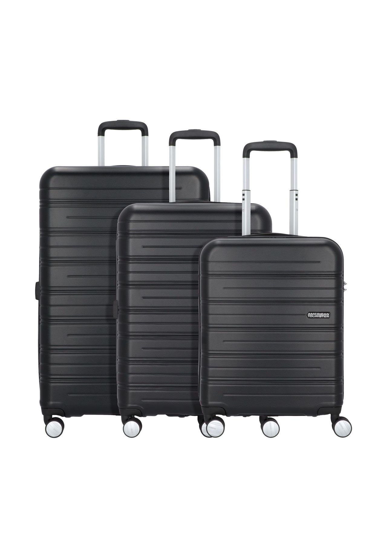 er Set günstig Kaufen-American Tourister - 3-teiliges Kofferset - High Turn Serie - 34/68/98L - Schwarz. American Tourister - 3-teiliges Kofferset - High Turn Serie - 34/68/98L - Schwarz <![CDATA[Spezifikationen: * Größen: 40 cm x 20 cm x 55 cm / 47 cm x 27,5 cm x 67 cm / 50