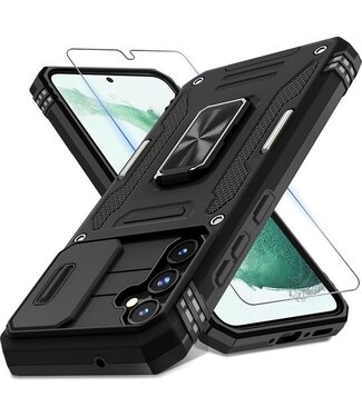 Podec Podec Case passend für Samsung Galaxy A54 Black Phone Case - Anti-Shock Case Cover Hybrid Armor Case mit Kickstand Ring mit Displayschutzfolie
