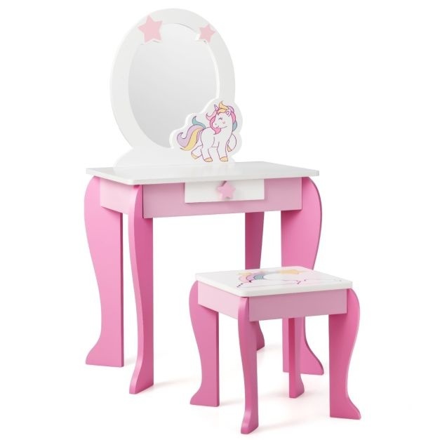 spiegel liebe günstig Kaufen-Coast Schminktisch mit Spiegel und Schublade - Inklusive Hocker - 49,5 x 35,5 x 89 cm - Weiß+Pink. Coast Schminktisch mit Spiegel und Schublade - Inklusive Hocker - 49,5 x 35,5 x 89 cm - Weiß+Pink <![CDATA[Die meisten Mädchen lieben es, ihrer M