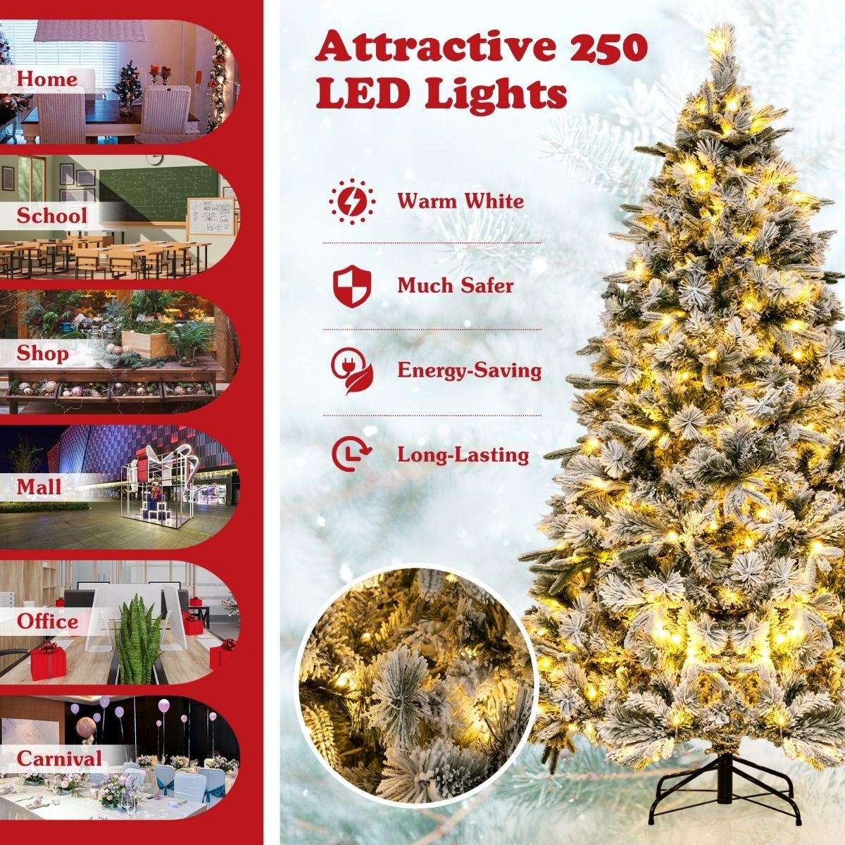 0783501392415 - Weihnachtsbaum mit Schneeflocken - 186 cm - 250 LED Warm White 0783501392415 - Weihnachtsbaum mit Schneeflocken - 186 cm - 250 LED Warm White