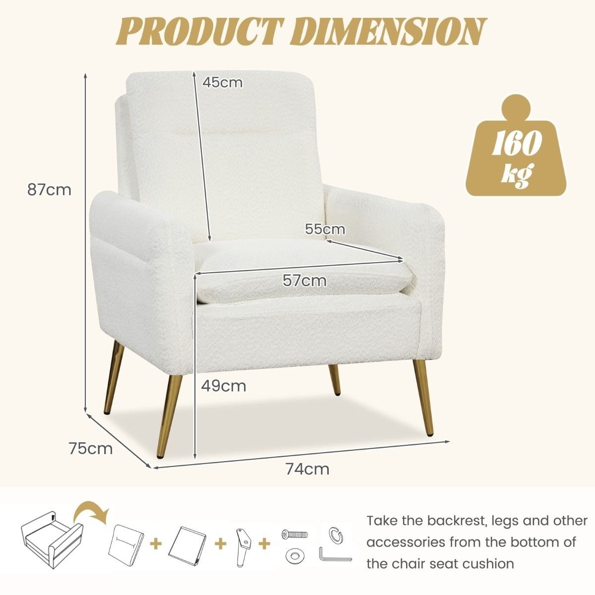 0783501394471 - Sofa - 1-Person - gepolstert - Max 160 kg - Weiß 0783501394471 - Sofa - 1-Person - gepolstert - Max 160 kg - Weiß