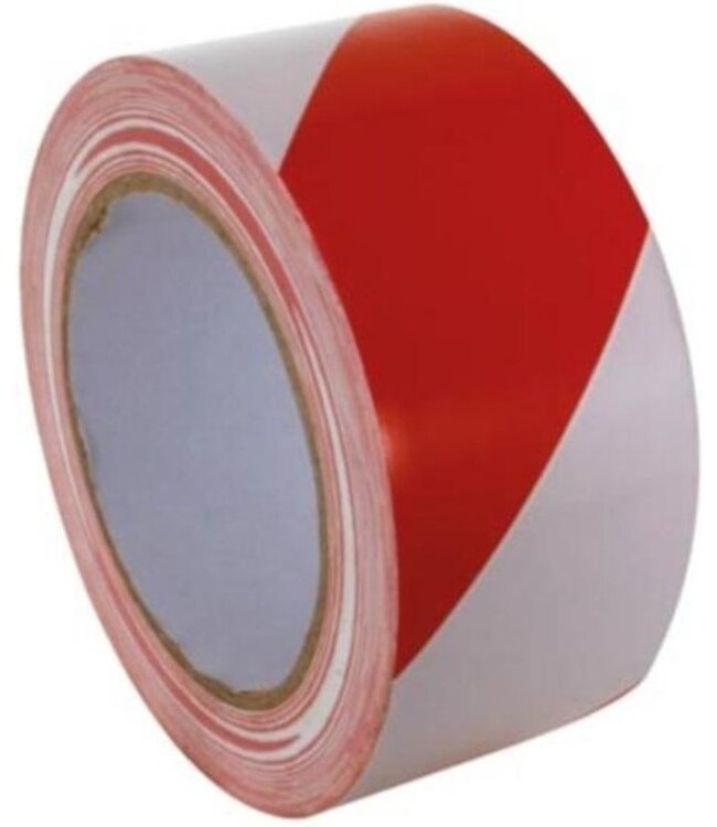 Perel Signalband, für Warn- und Markierungszwecke, selbstklebend, auf Rolle, rot/weiß, 5 cm x 33 m