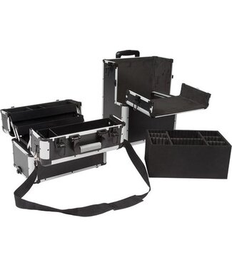 Perel Perel Werkzeugkoffer, Trolley, Teleskopgriff, Schlüsselschloss, 2 Schlüssel, Aluminium, schwarz, 370 x 225 x 670 mm