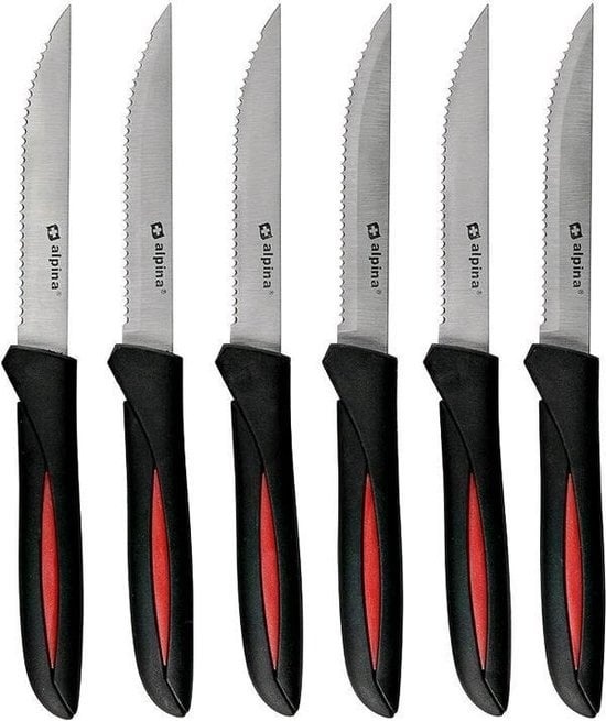 ALPINA günstig Kaufen-Alpina Steak-Messer - 22,8 cm - 6 Stück. Alpina Steak-Messer - 22,8 cm - 6 Stück <![CDATA[Ein Set von 6 hochwertigen 22,8 cm Alpina Steakmessern aus rostfreiem Stahl. Messer von hoher Qualität im Schweizer Stil. Außerdem ist das schlanke Desig