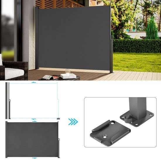 4251779110124 - Windschutz Nosara - 180x300cm ausziehbar - Anthrazit 4251779110124 - Windschutz Nosara - 180x300cm ausziehbar - Anthrazit