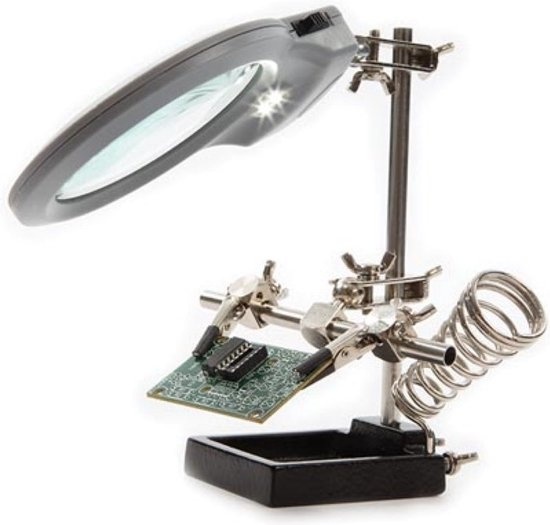 5410329718237 - Handy Dritte Hand mit Lupe LED-Lampe und Lötkolbenhalter für Präzisionsarbeiten 5410329718237 - Handy Dritte Hand mit Lupe LED-Lampe und Lötkolbenhalter für Präzisionsarbeiten