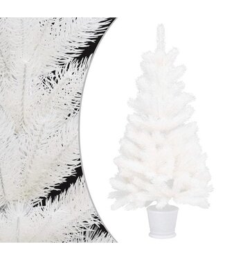 vidaXL vidaXL - Künstlicher Weihnachtsbaum - mit - lebensechten - Nadeln - 90 - cm - weiß