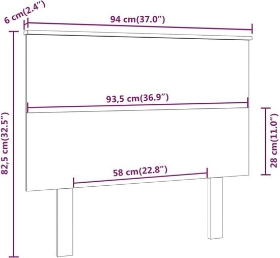 8720287010357 - Bonnevie - KopfteilBetthaupt Schwarz 94x6x825 cm Massivholz Kiefer vidaXL 8720287010357 - Bonnevie - KopfteilBetthaupt Schwarz 94x6x825 cm Massivholz Kiefer vidaXL