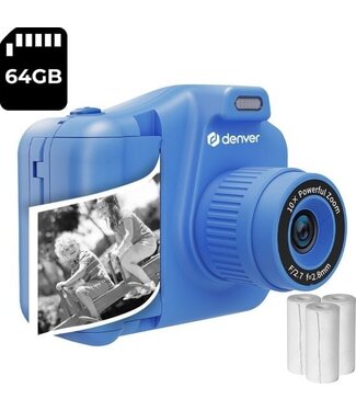Denver Denver Kinderkamera Full HD mit Drucker - Selfie-Kamera - 48MP - Digitalkamera Kinder - Foto und Video - Spiele - KPC1370 - Blau
