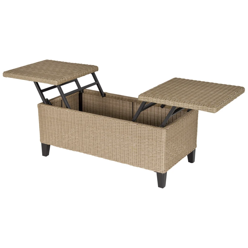 Outsunny Rattan günstig Kaufen-Outsunny Poly-rotan - Beistelltisch - Aufbewahrungstruhe - Farbe Khaki - 103L x 50W x 45,5H cm. Outsunny Poly-rotan - Beistelltisch - Aufbewahrungstruhe - Farbe Khaki - 103L x 50W x 45,5H cm <![CDATA[Unser Rattan-Couchtisch in modernem Design von Outsunny