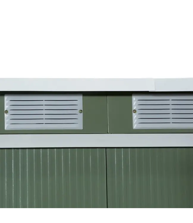 BWare Outsunny Gartenhaus mit Schiebetür Stahl Hellgrün L280 x