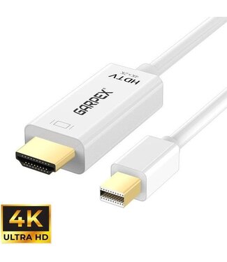 Garpex Garpex® Mini DisplayPort zu HDMI Kabel - Mini DP zu HDMI Kabel - HDMI Kabel - 4K 30Hz Ultra HD - Weiß - 1.8 Meter