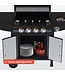 KitchenBrothers Gas BBQ - Gasgrill mit Seitenbrenner - 5 Brenner - Mit Gasanschluss - 42x57cm Grillfläche - Extra Stauraum - Schwarz