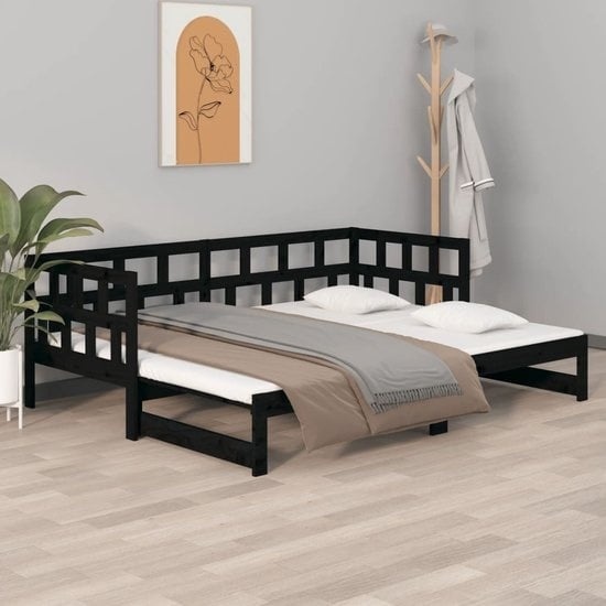 8720287068174 - vidaXL - Schlafsofa - ausziehbar - massiv - Kiefer - schwarz - 2x(80x200) - cm 8720287068174 - vidaXL - Schlafsofa - ausziehbar - massiv - Kiefer - schwarz - 2x(80x200) - cm