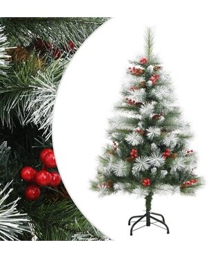 vidaXL vidaXL - Künstlicher Weihnachtsbaum - mit - Scharnieren - Tannenzapfen - und - Beeren - 120 - cm