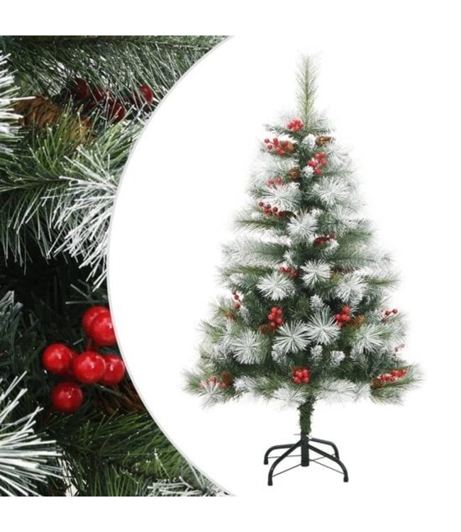 vidaXL - Künstlicher Weihnachtsbaum - mit - Scharnieren - Tannenzapfen - und - Beeren - 120 - cm